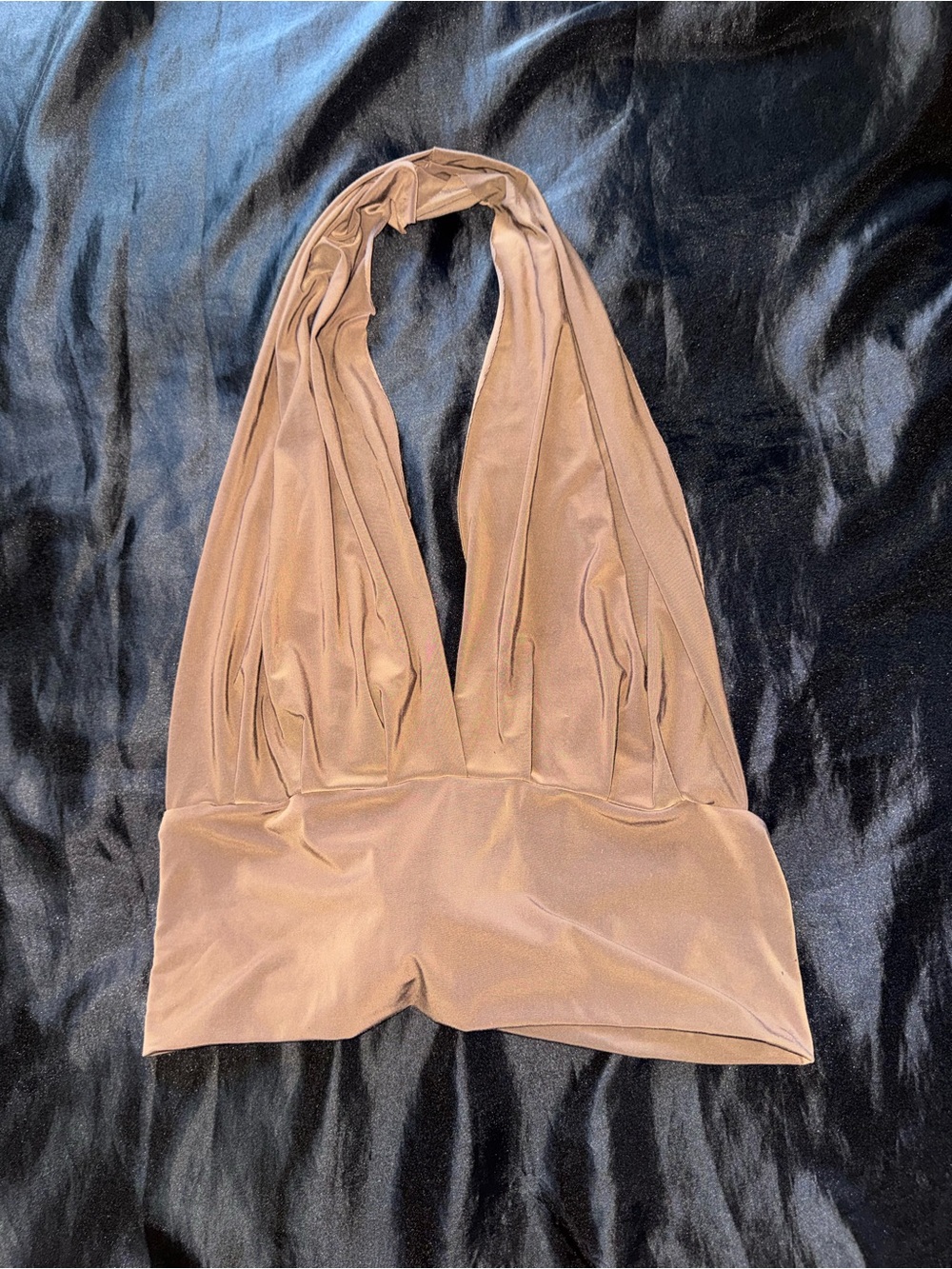 Sabora Satin Brown Halter Crop Top